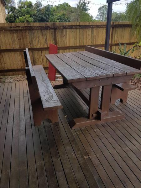 Large outdoor table and benches
