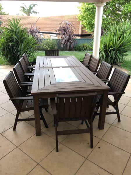 10 Seat Wooden Outdoor With Granite Inlays