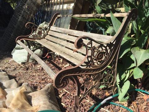 Antique look garden bench seat cast iron
