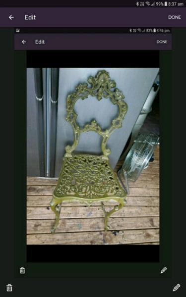 Cast iron vintage decorative lace chair $80 FIRM