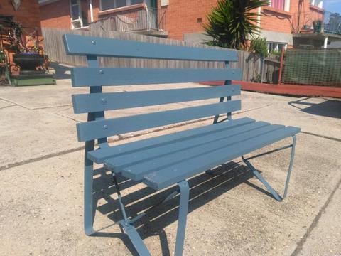 Garden seat wrought iron new timber $65