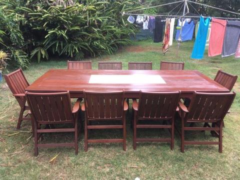 Solid timber 10 seater outdoor furniture