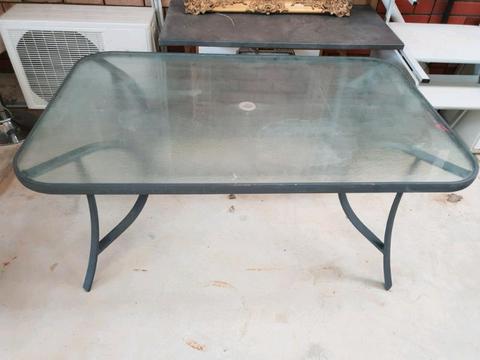 Outdoors glass table