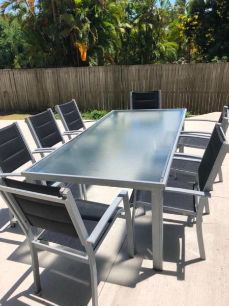 8 seater outdoor glass table