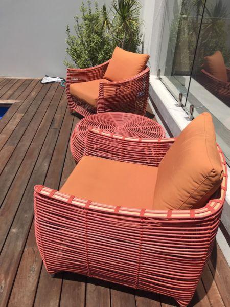 Outdoor Lounge Chairs and Table