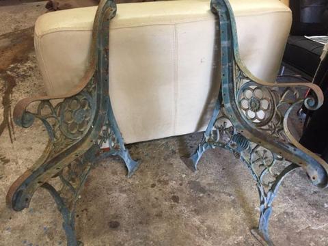 Pair of cast iron garden bench seat