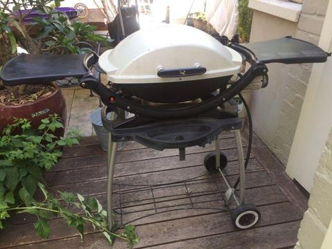 Weber baby Q BBQ withWeber trolley and griddle plate
