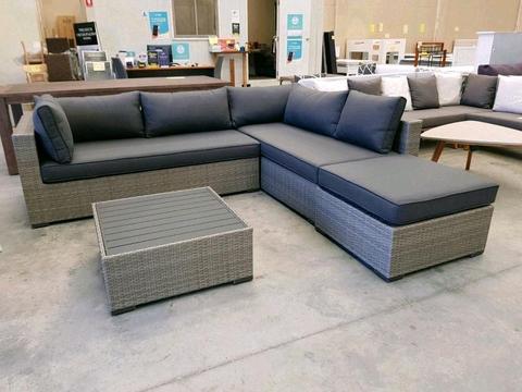 New Byron Outdoor Lounge With Coffee Table and Ottoman
