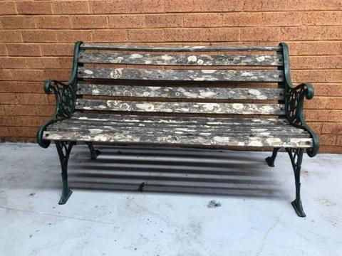 Wooden & Wrought Iron Bench Chair