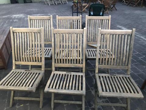 Outdoor teak chairs x6