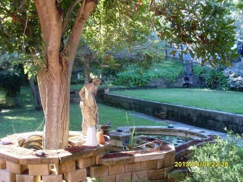Garden Fish Pond with Statue Fountain