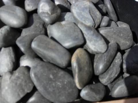 Pebbles Imported Black Polished Small -Med $20- per bag