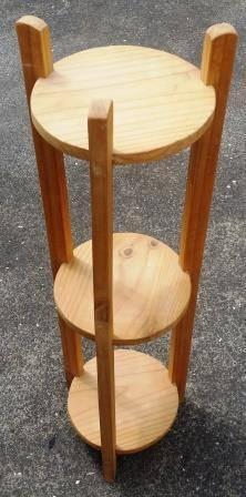 Timber pot plant stand 3 round levels wood
