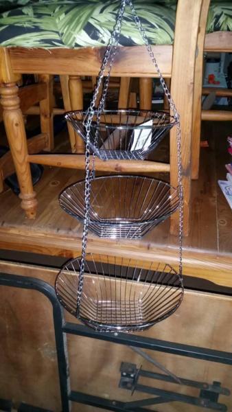 3 TIER HANGING BASKETS STAINLESS STEEL