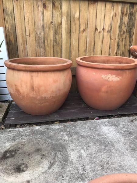 2 large terracotta Pots
