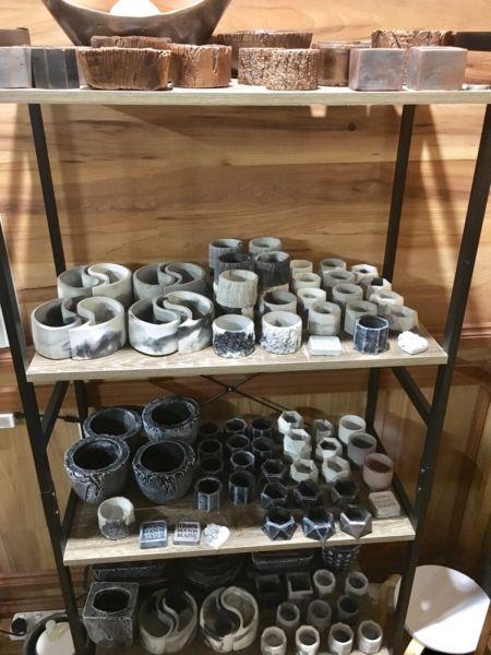 Selection of handmade cement pots