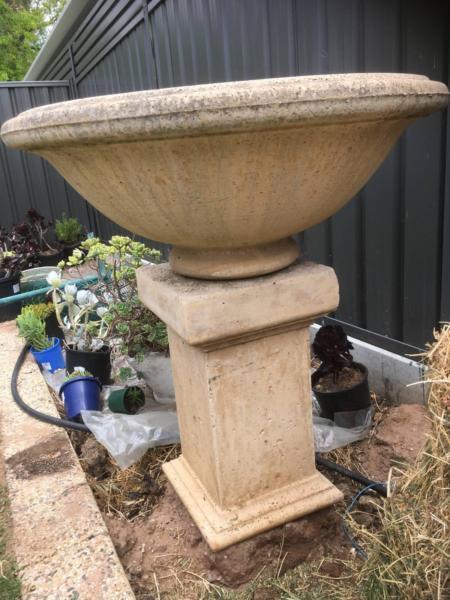 Garden sandstone concrete urn and pillar