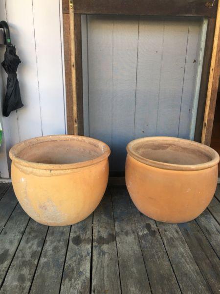 2x Very Large Terracotta Garden Pots