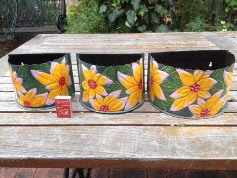 Variety of Hand Painted, Metal Planters and Pots