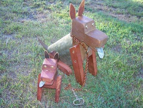 hand made wooden dogs