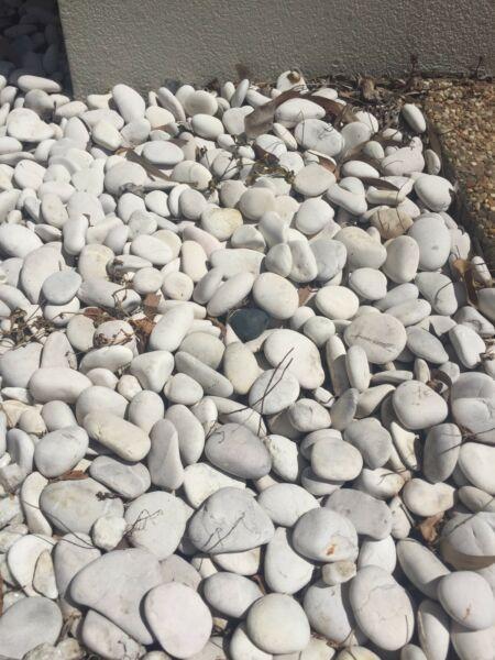 White garden pebbles