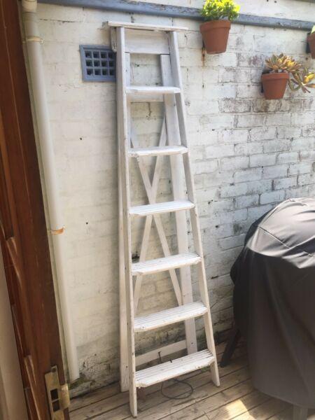 Old-style white timber ladder