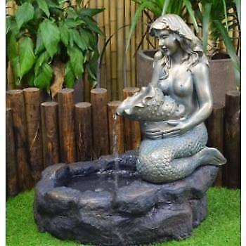 MERMAID SOLAR POWERED POND WATER FOUNTAIN WITH LED LIGHT