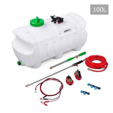 100L 80 PSI ATV Weed Sprayer W/ 3 Nozzles Garden Water Pump Tan