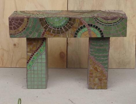 Mosaic garden seat bench hand made Mornington Peninsula