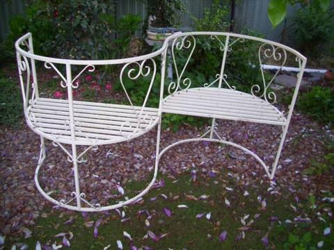 Wrought Iron Love Seat Outdoor Setting