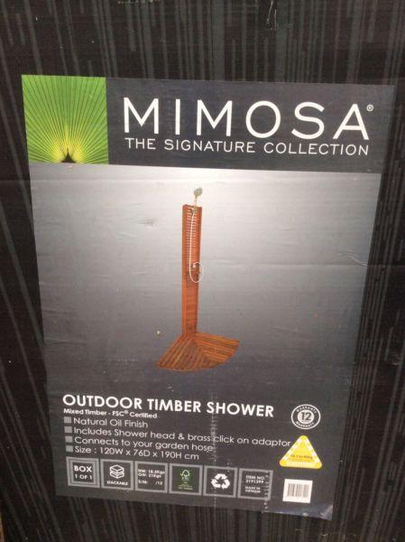 New in box Mimoso timber outdoor Shower