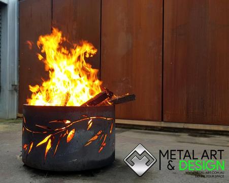 Corten gum leaf fire pit - Metal Art & Design