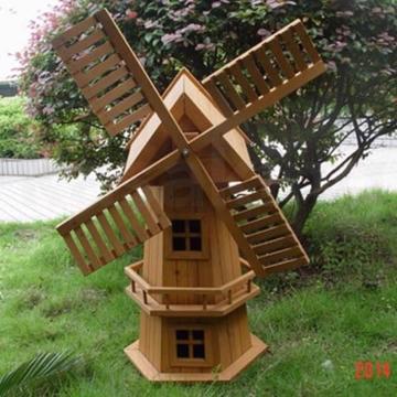 72CM OUTDOOR WOODEN WINDMILL MOVING BLADES PLANT HOLDER ORNAMENT