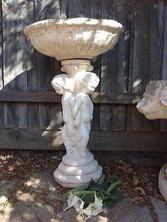 Tall Vintage 3 Cherub Bird Bath Fountain Statue Planter
