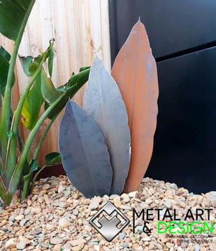 Small 3pce corten leaf set - Metal Art & Design