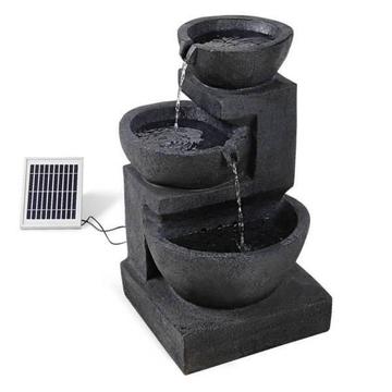 Solar Power Fountain Feature 3-Tier Bird Bath Water Garden Pump