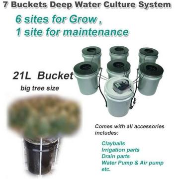 Hydroponic 7 Buckets Deep Water Culture Grow System 6 Grow Sites
