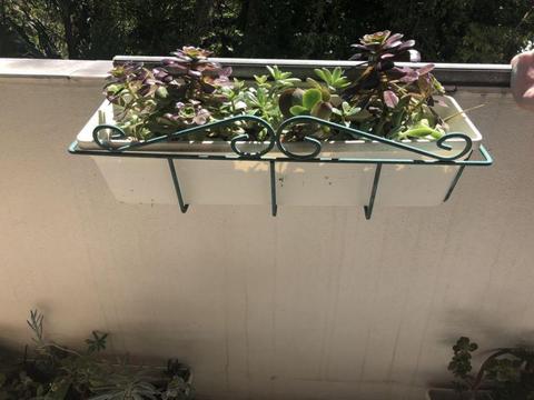 Balcony hanging pot planter ornate metal frame