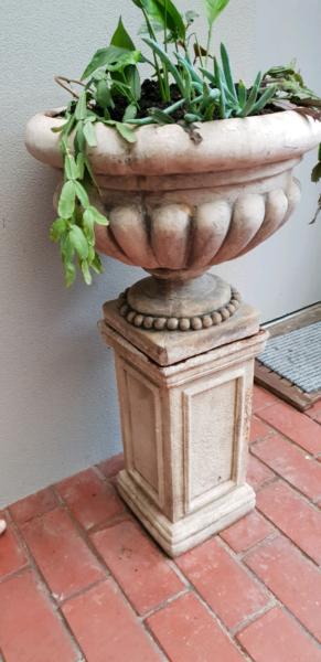 Concrete Roman style urn on stand