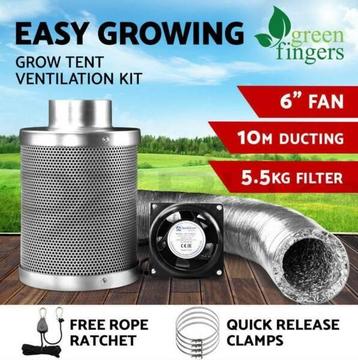 6 Hydroponics Grow Tent Ventilation Kit Vent Fan Carbon Filter