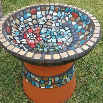 Bird Bath -Garden Art -Original Mosaic