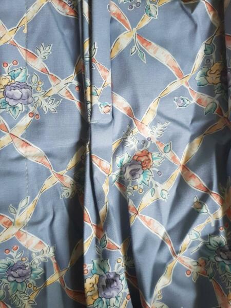 2 Curtains Full Blockout lining double pinch pleat - Blue Pattern