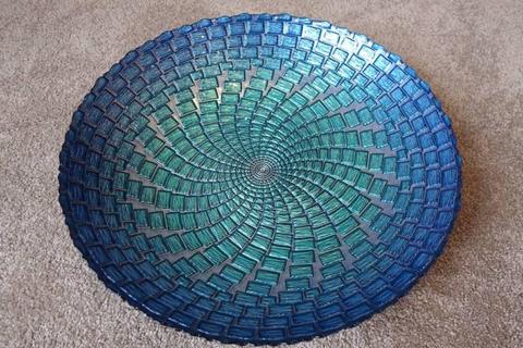 Teal Large Glass Plate Bowl Platter (40cm x 7cm)