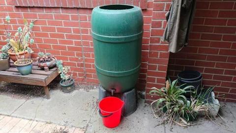 Rainwater tank - small 80L with tap & stand in great condition