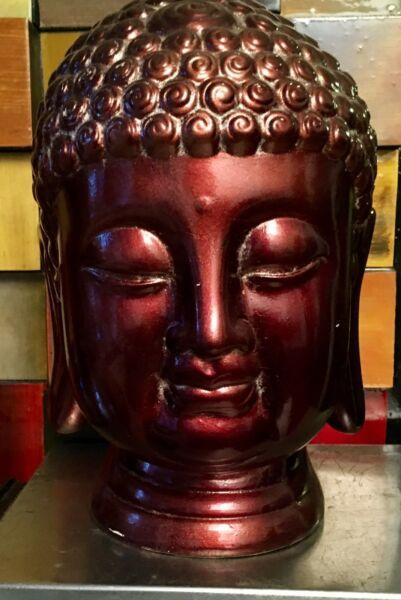 Ceramic Buddha Budha Buda head statue shiny BRONZE Asian oriental