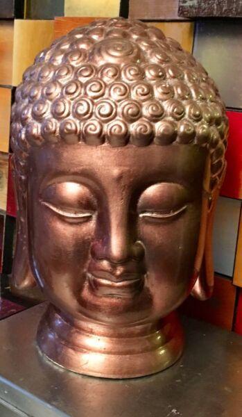 Asian Oriental Buddha head statue shiny COPPER THAI CHINESE