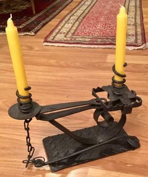 UNIQUE Hand made black cast iron Artisan Australian candle stand