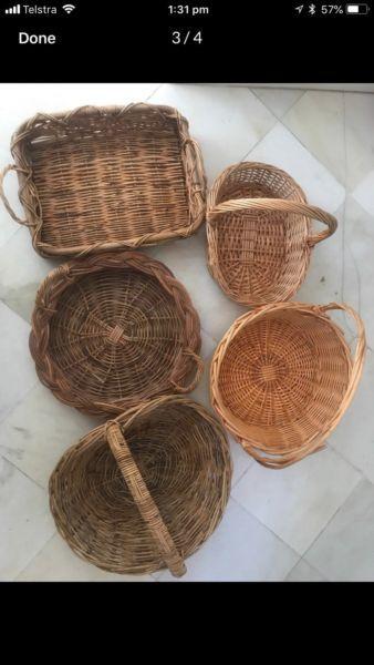 A collection of beautiful wicker and cane baskets