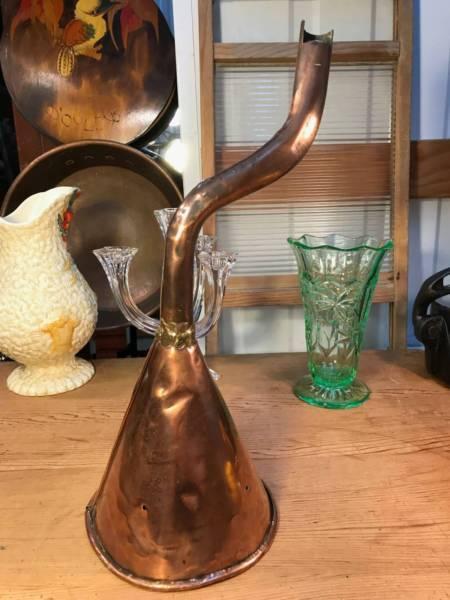 Lg Vintage Hand Made Copper Funnel Country Kitchen Home Display
