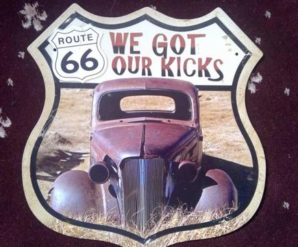 ROUTE 66 METAL WALL SIGN - NEW